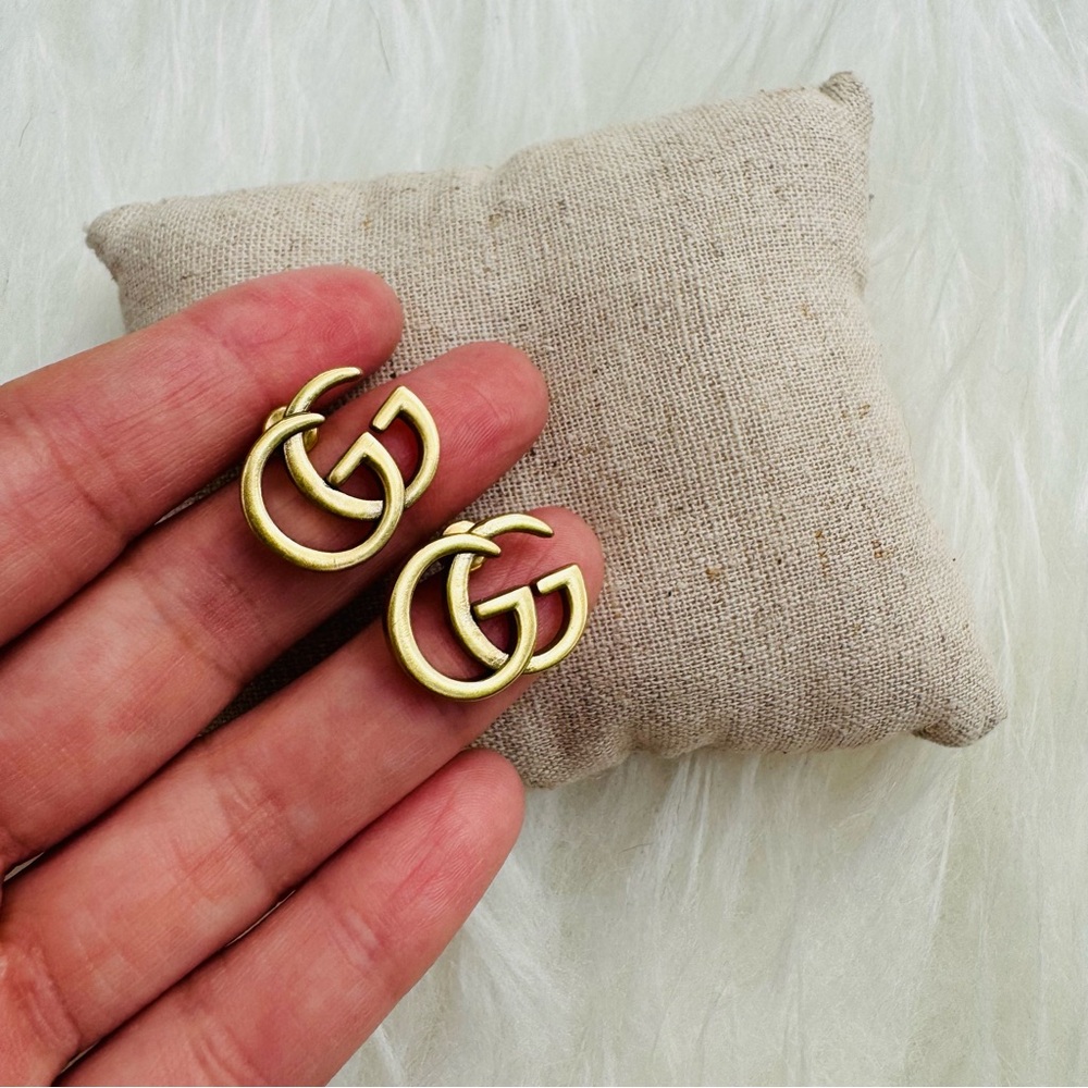 Authentic Gucci gold Signature GG repurposed earrings